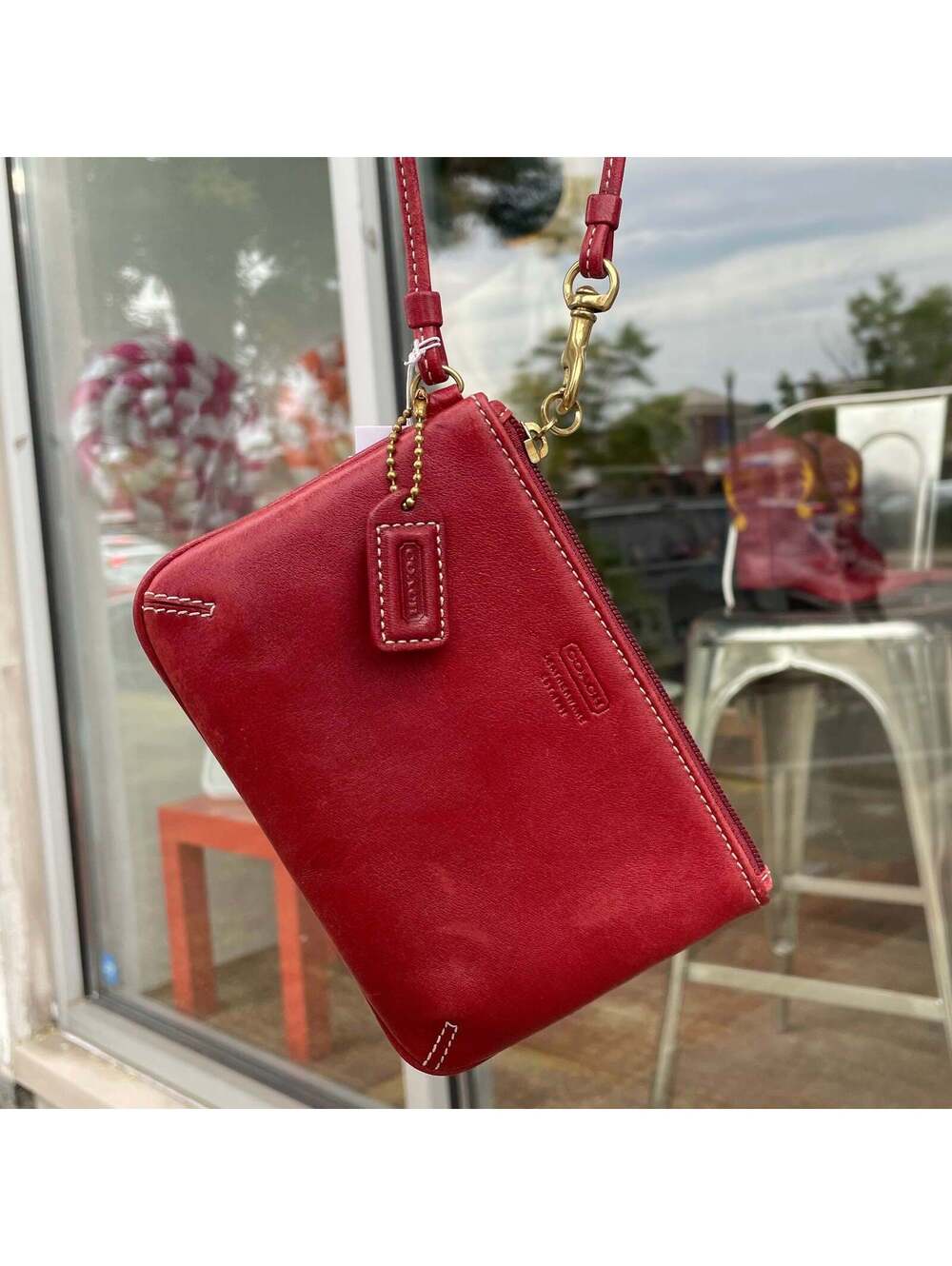 Coach Vintage Red Leather Wristlet